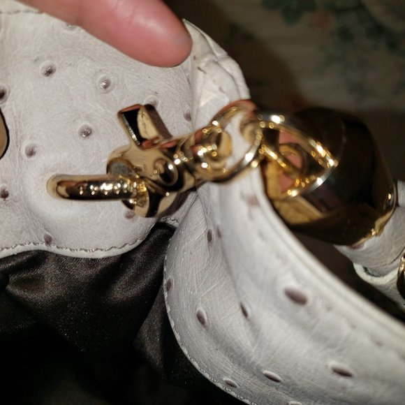 Coccinelle Women's Beige Leather Ostrich Tote Handbag - Picture 10 of 10